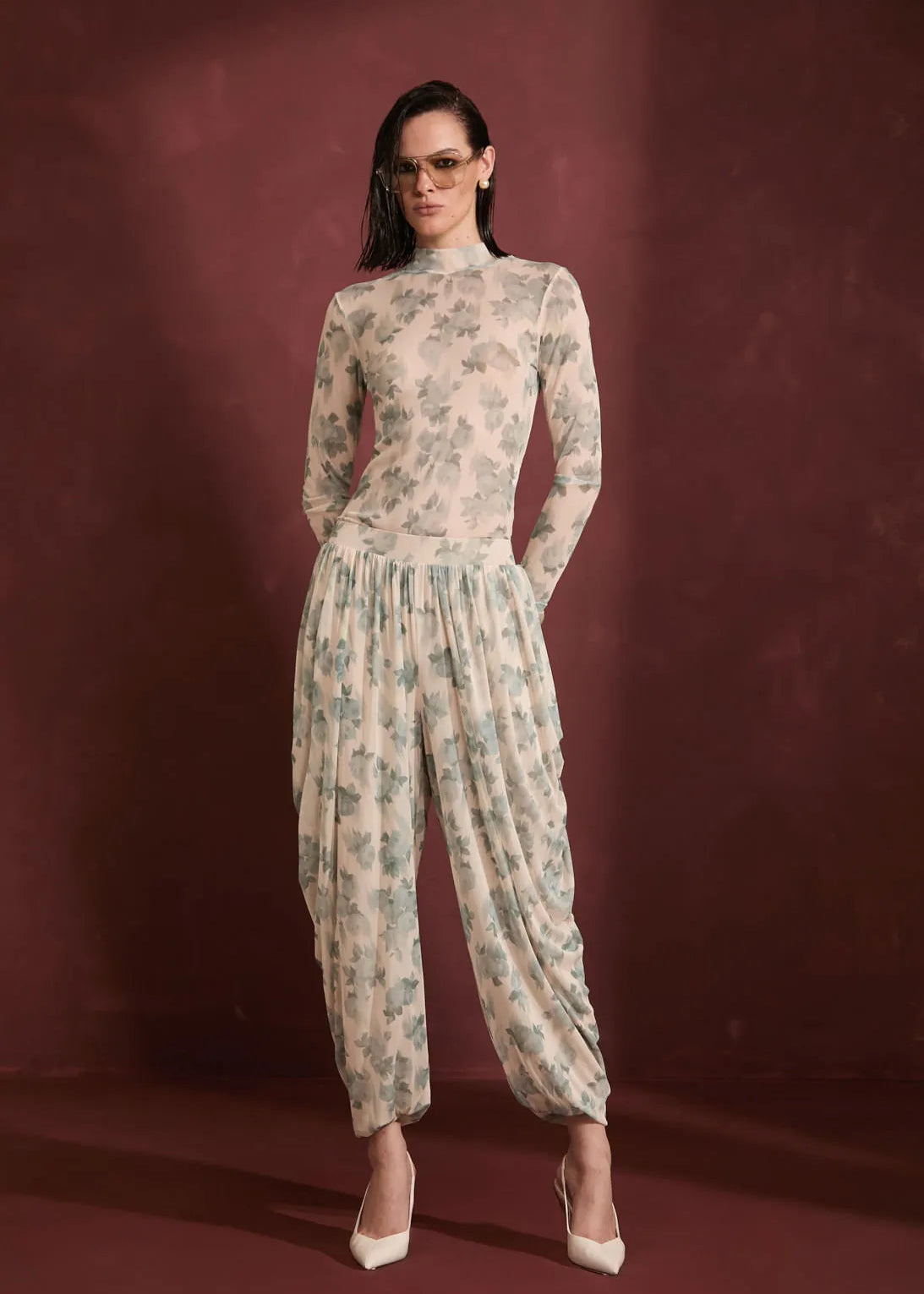 Long Slleve Tulle Blouse