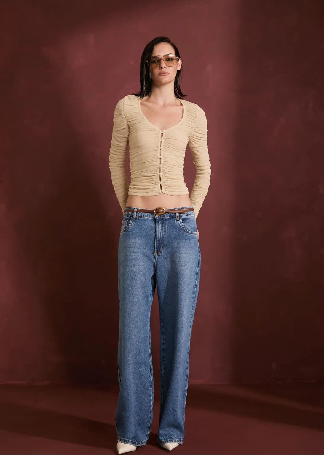 Midi Rise Waist Jeans