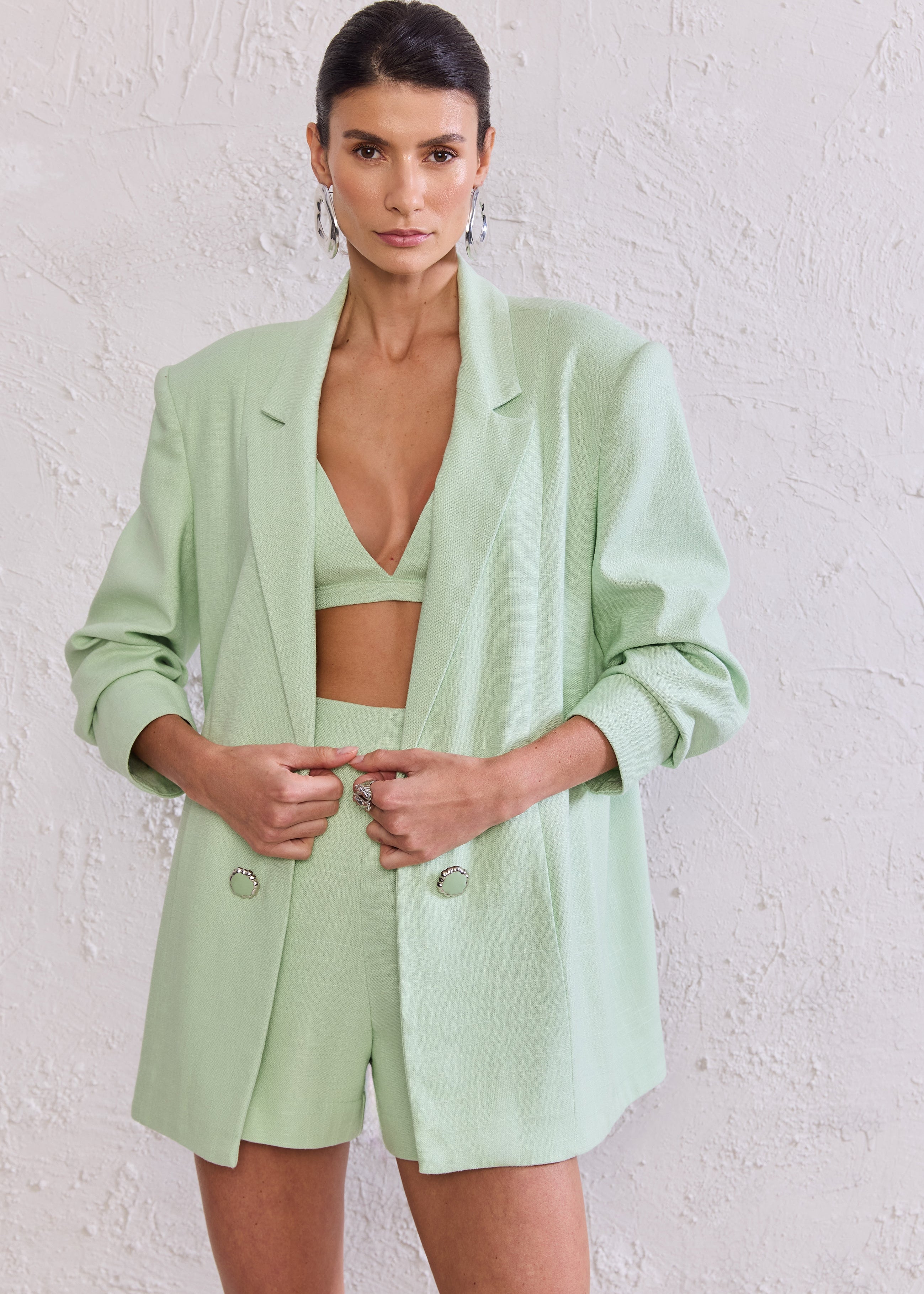 Top, Blazer and Shorts Set