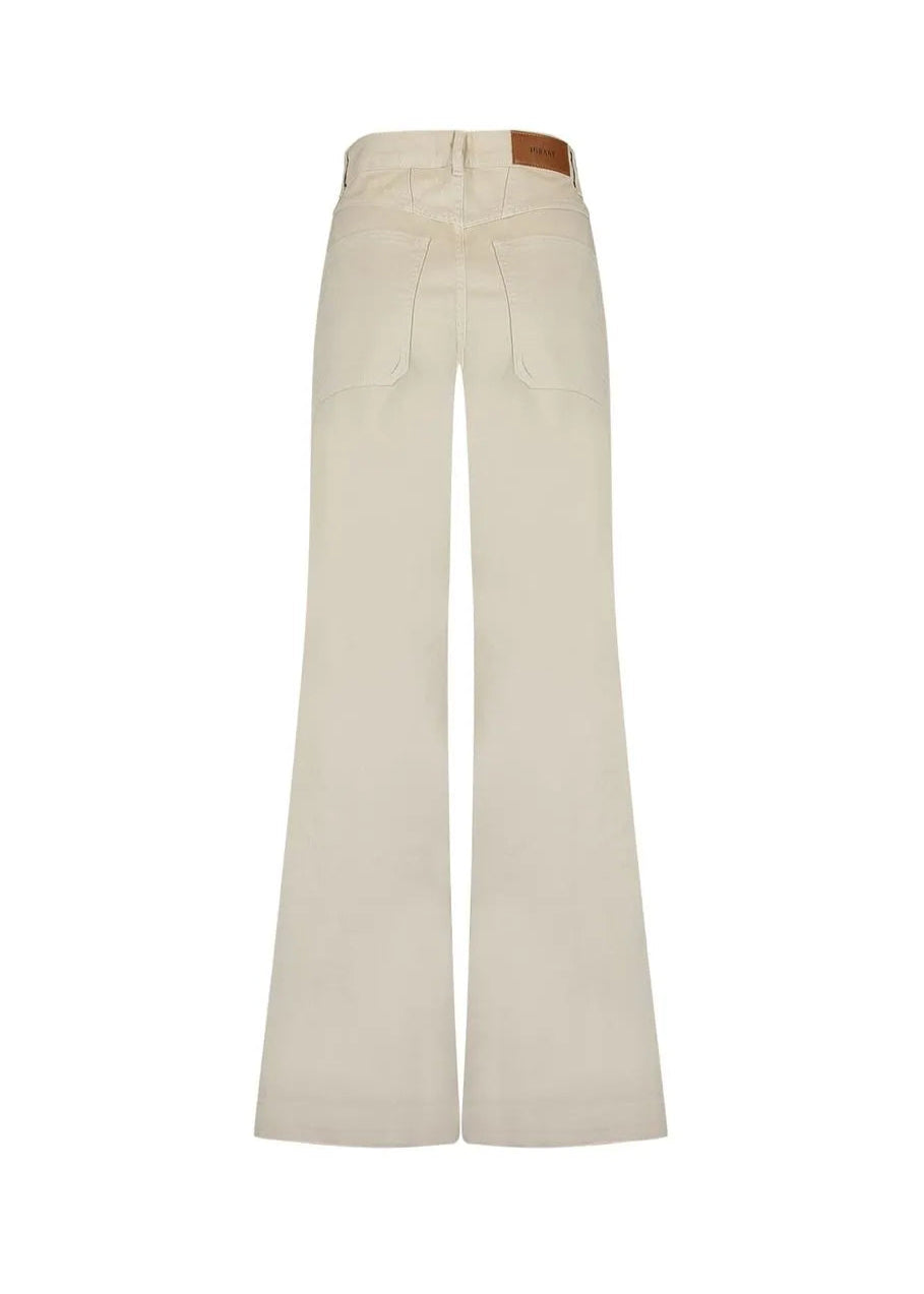 Beige wide-leg pants with a brown belt on a white background