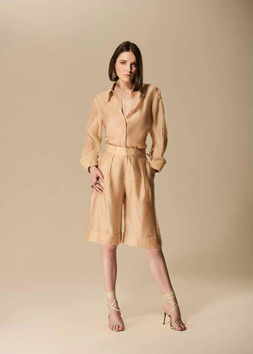 Long-Sleeve Organza Shirt