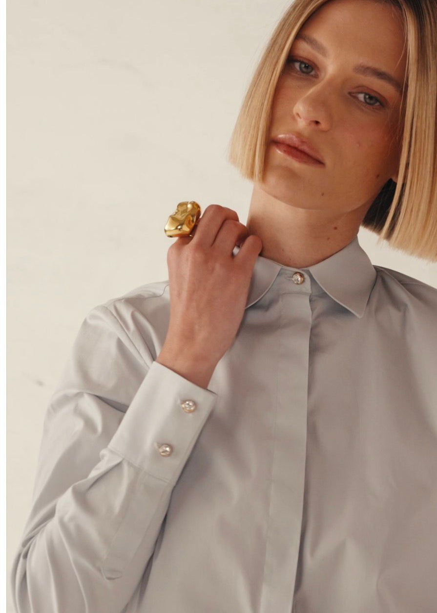 Tailored Shirt with Gold Buttons