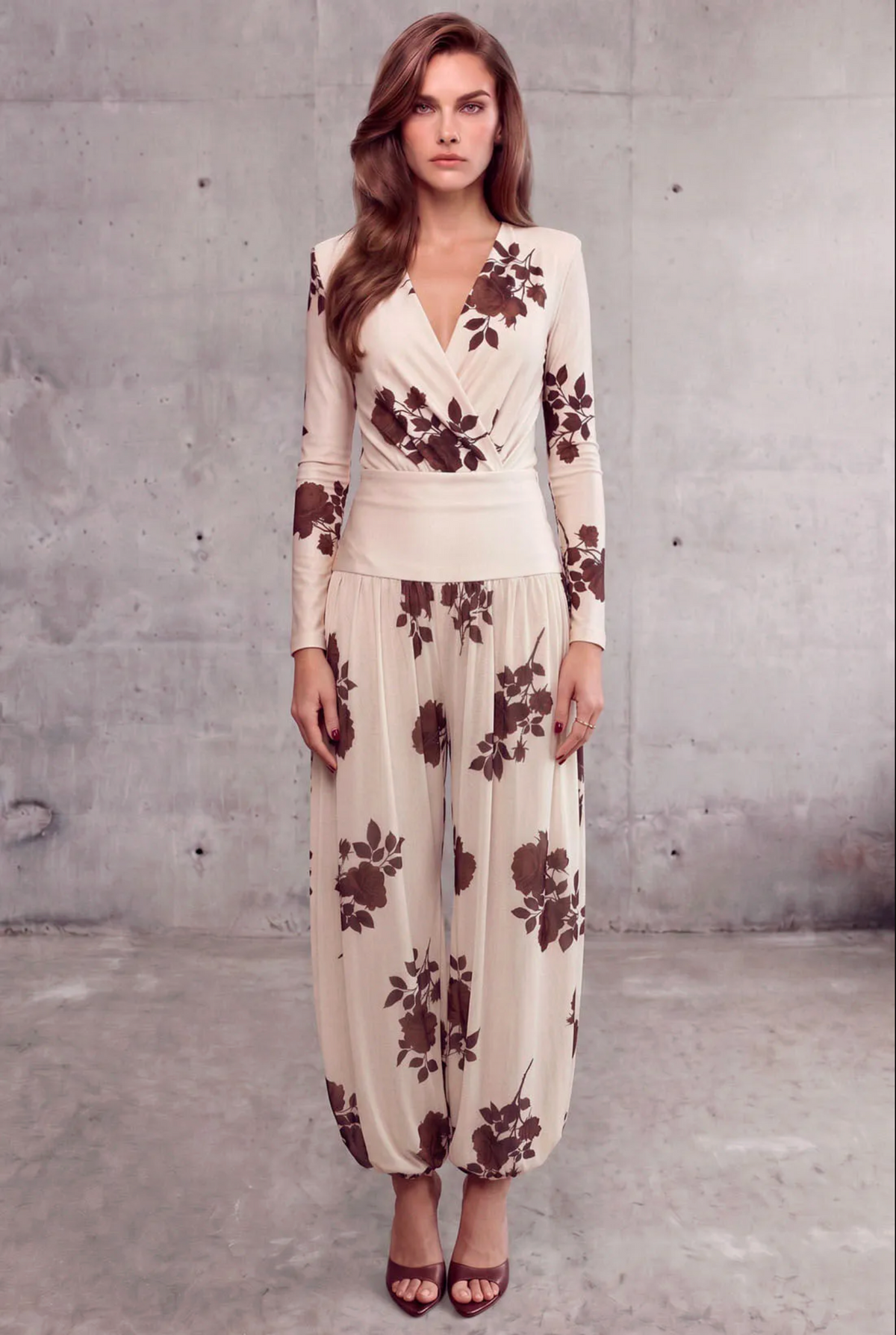 Vanilla Shadow Floral Aladdin Pants
