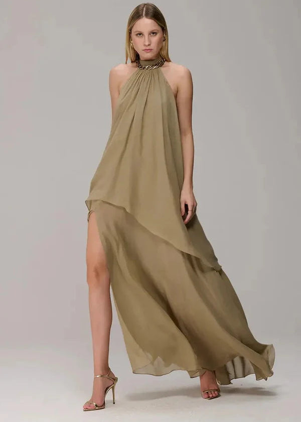 Army Halter Maxi Dress