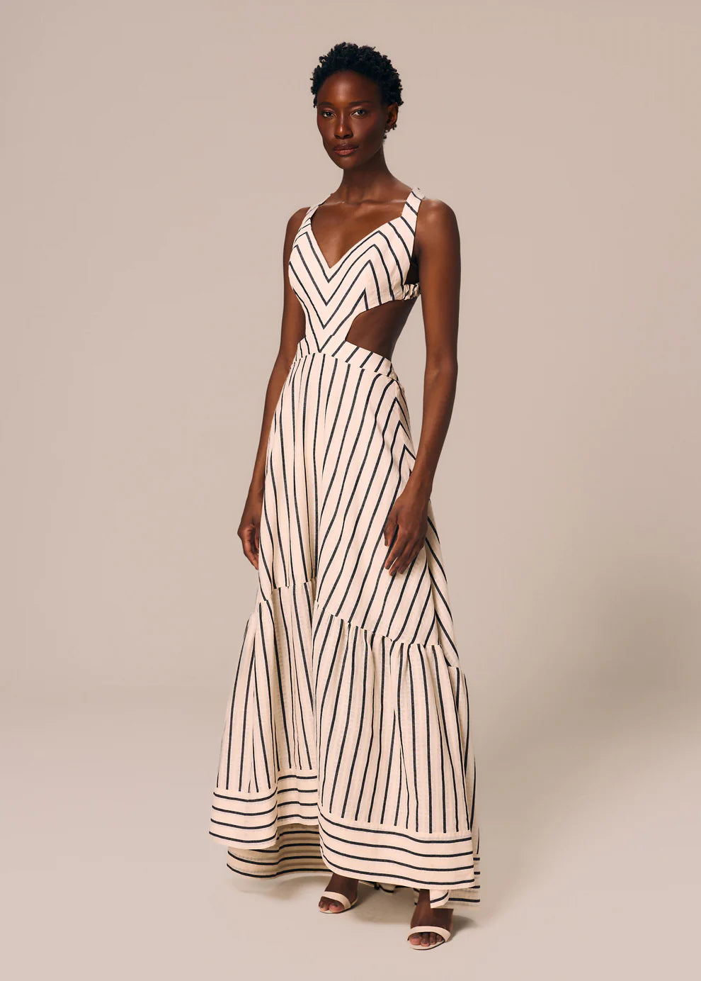 B&W Striped Midi Dress