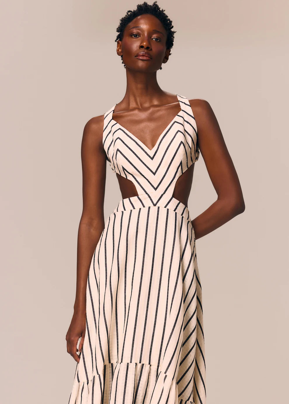 B&W Striped Midi Dress