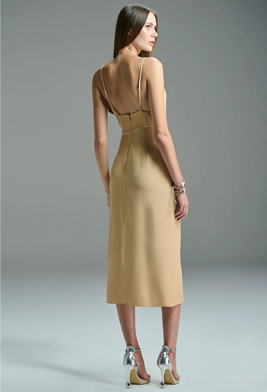 Midi Dress Embroidered Neck