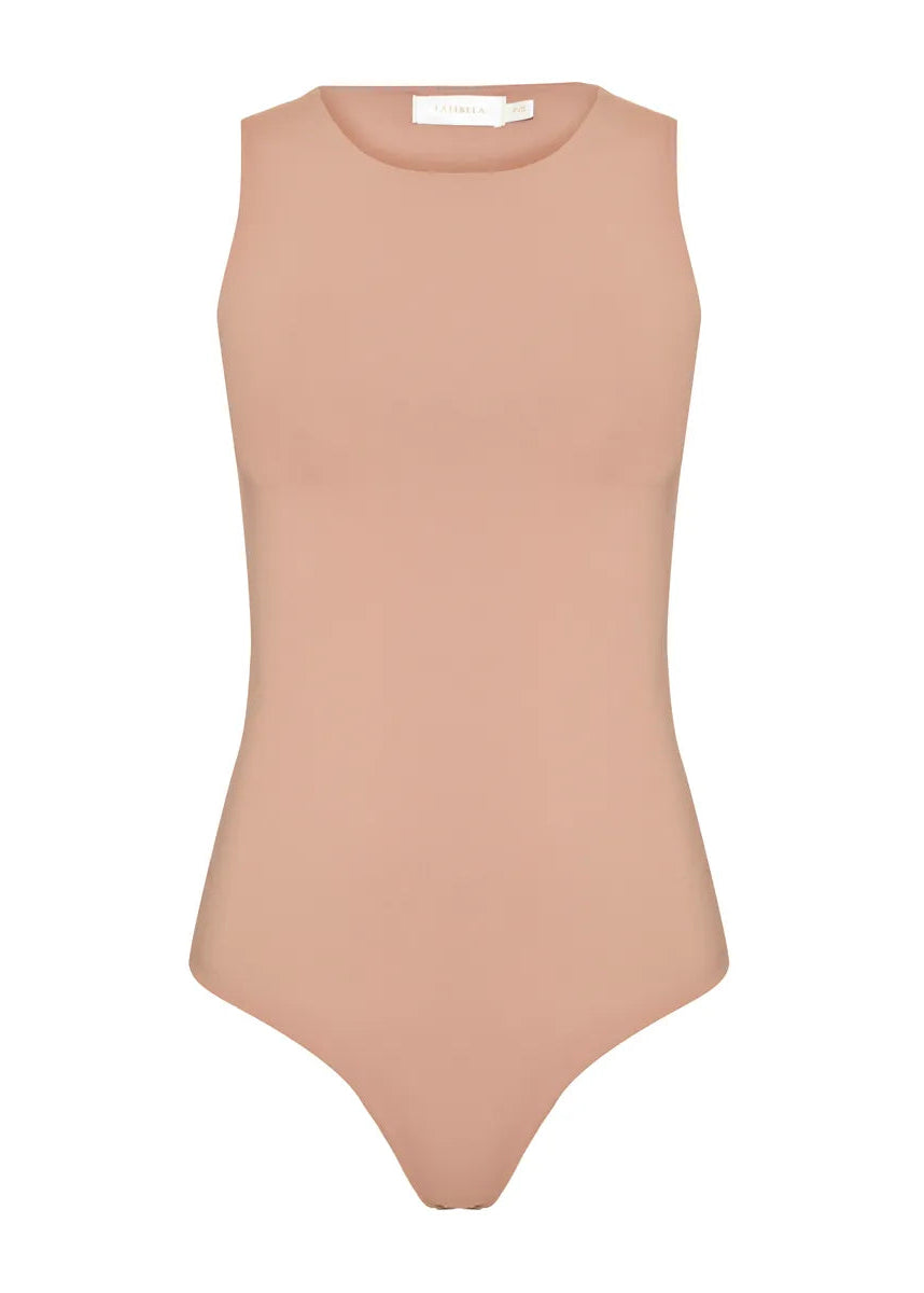 Beige bodysuit on a white background