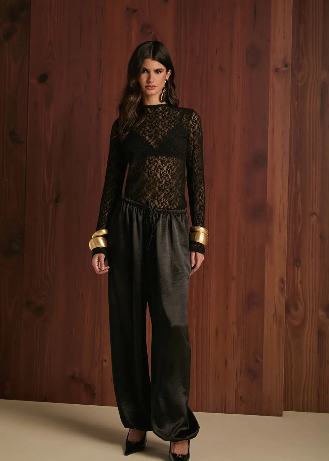 Black Satin Balloon Pants
