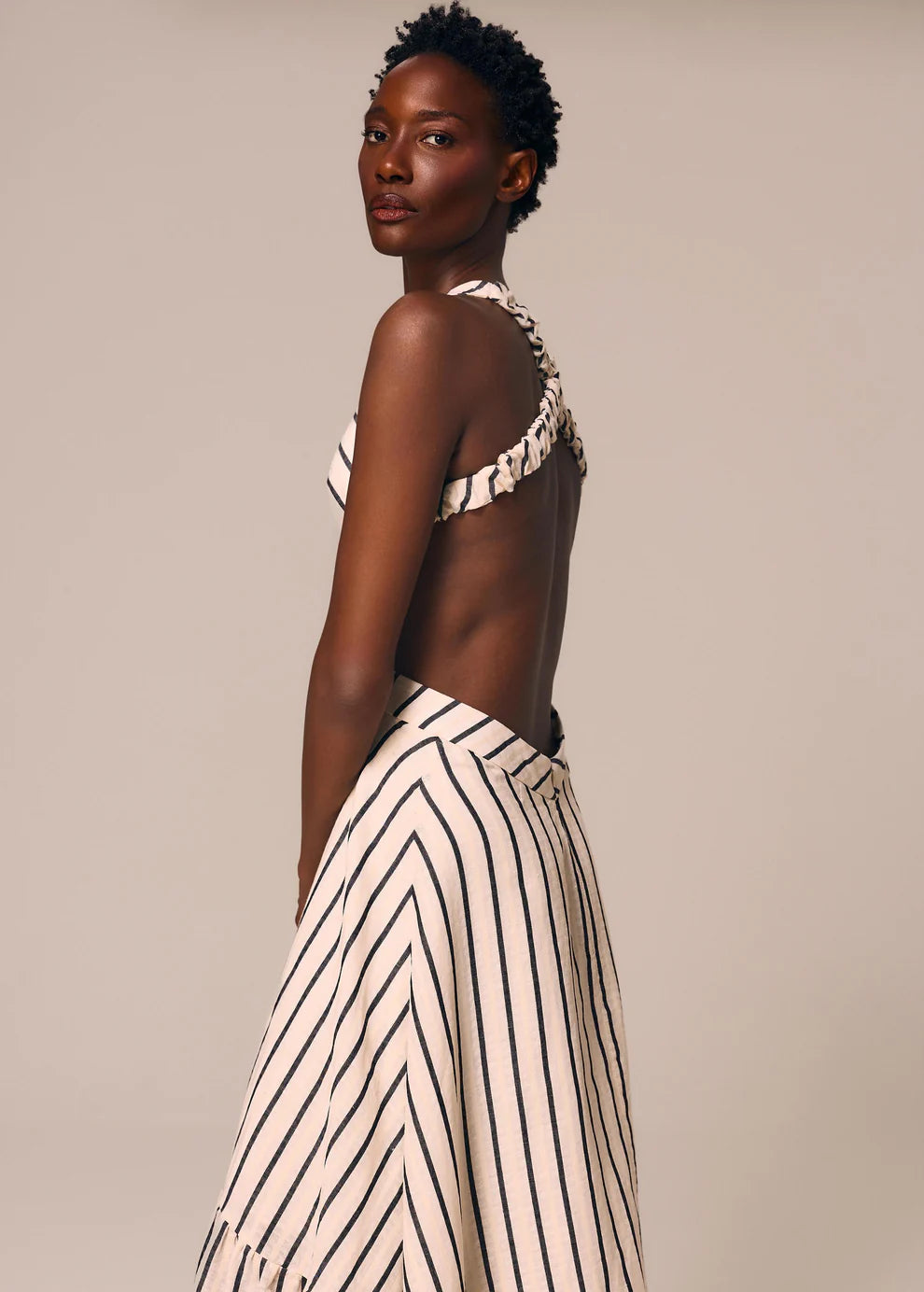 Black and white Striped Midi Dress