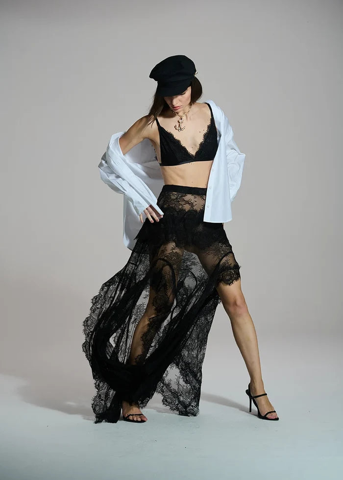 Long lace skirt slit