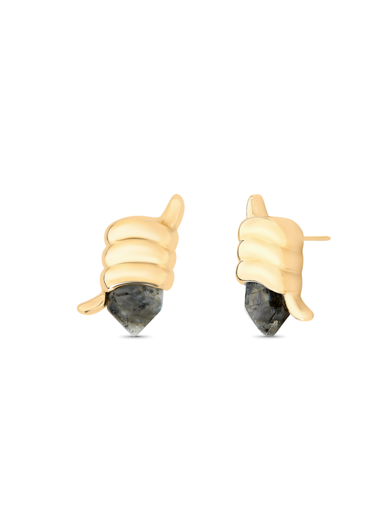 Pair of banana-shaped earrings on a white background