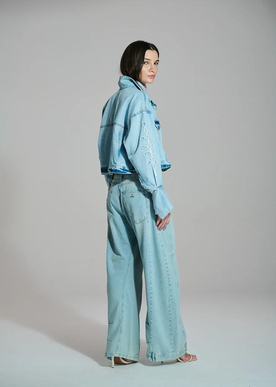 Denim barrel pants