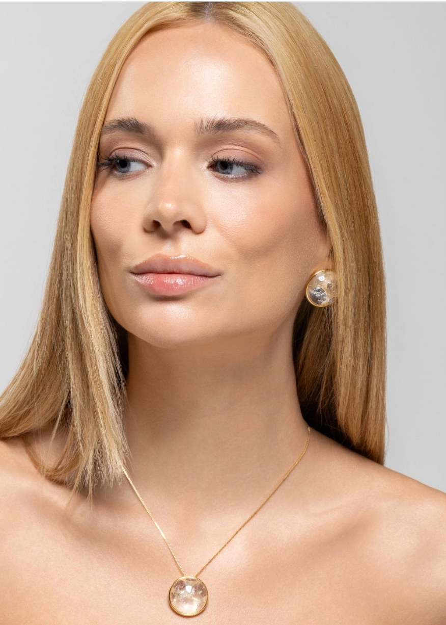Dome Earring - Rock Crystal