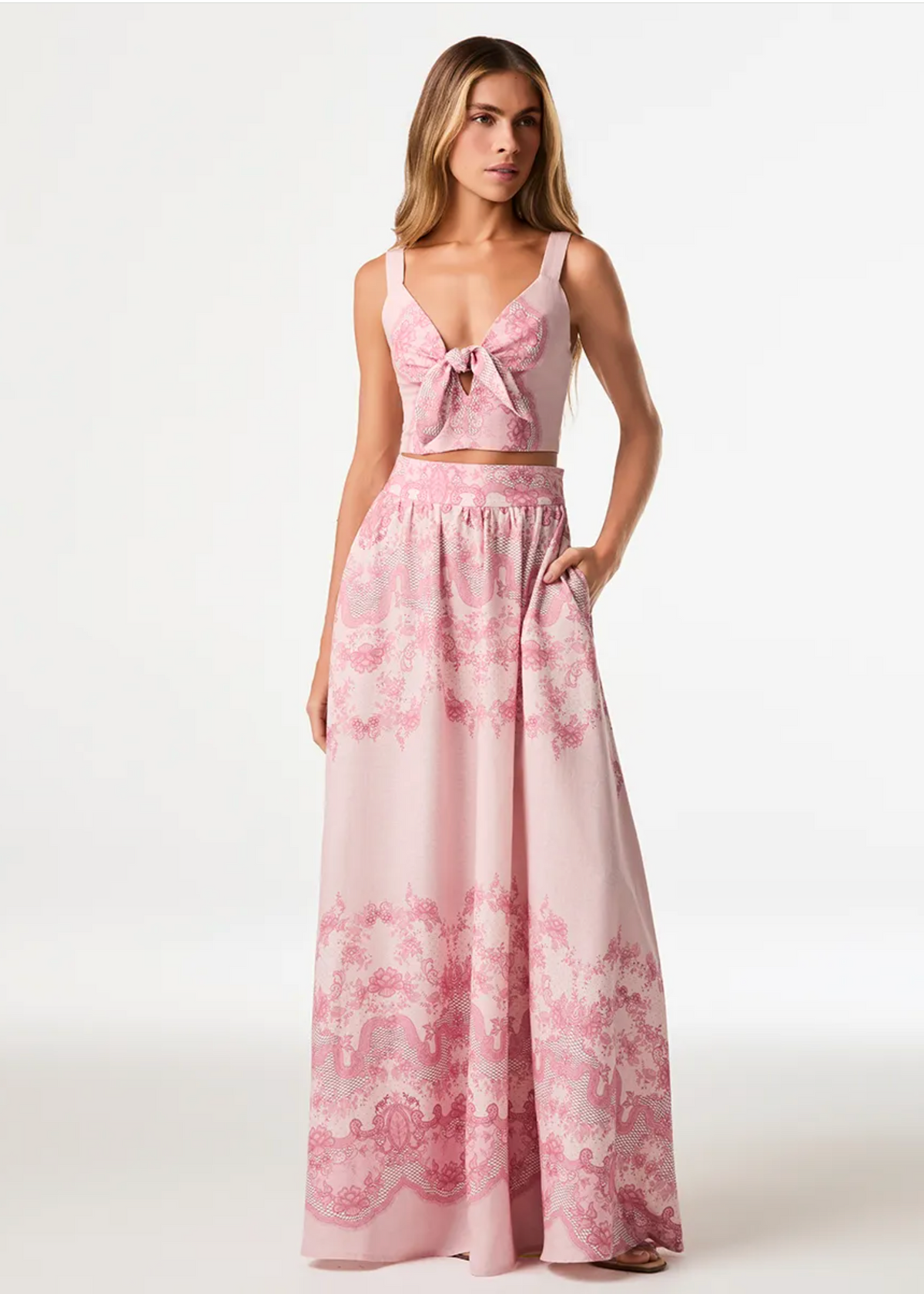 Lace print maxi skirt
