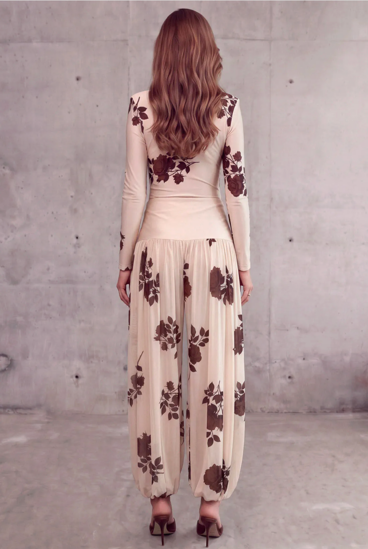 Vanilla Shadow Floral Aladdin Pants