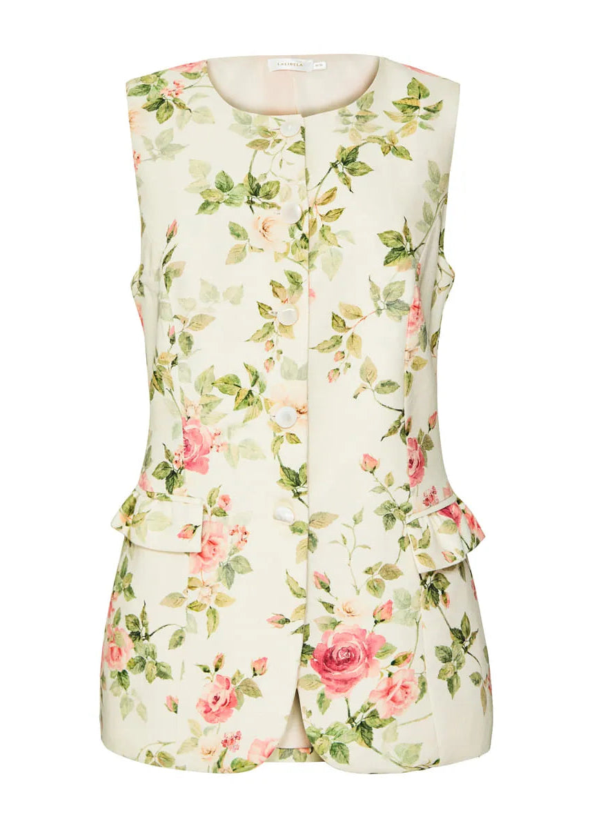 Floral-patterned vest on a white background