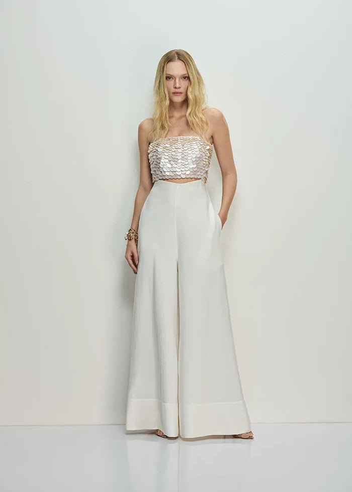Jumpsuit pearl embroidery