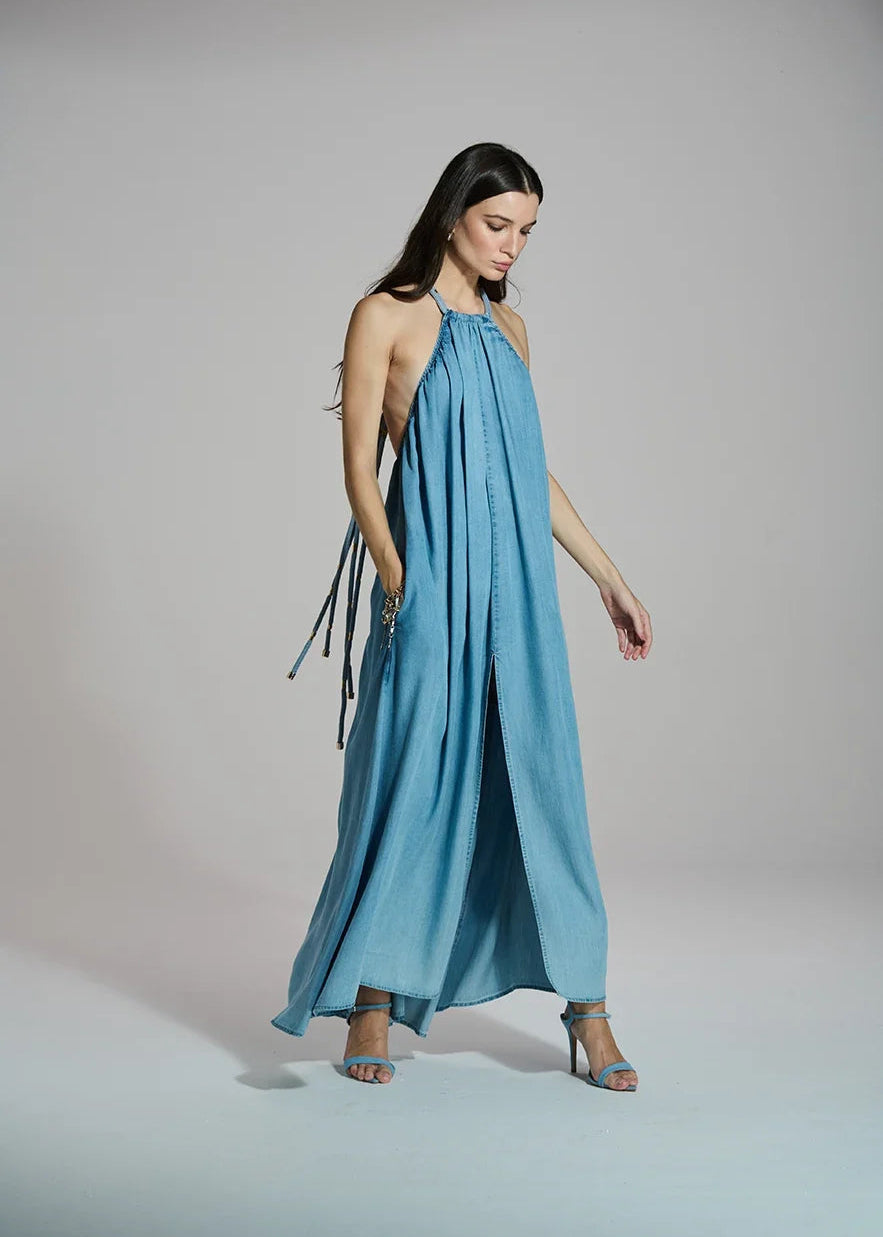 Lyocell denim dress knot detail