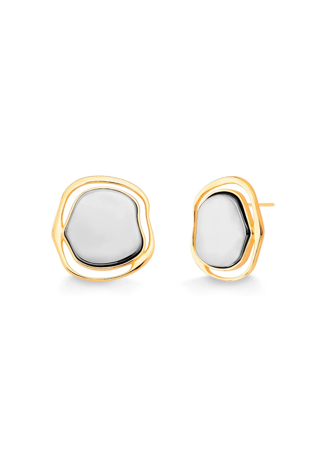gold plated grey agate earring