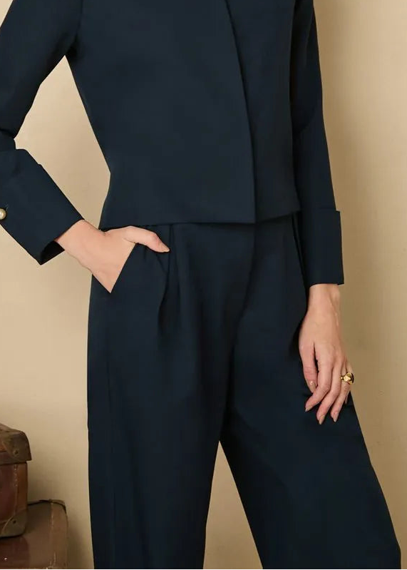navy blue tailored pants