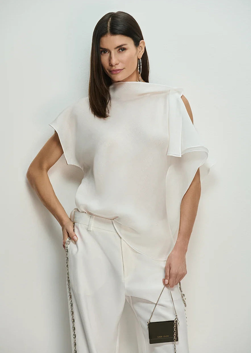Off-white asymmetric organza blouse