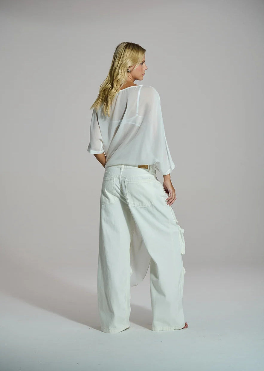 Off-white asymmetric tunic
