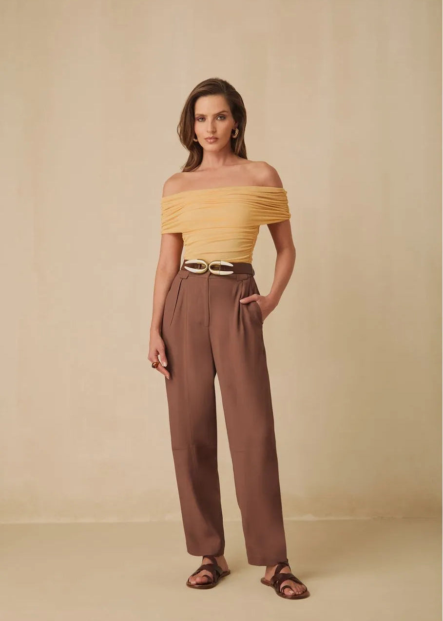 Off Shoulder Yellow Blouse