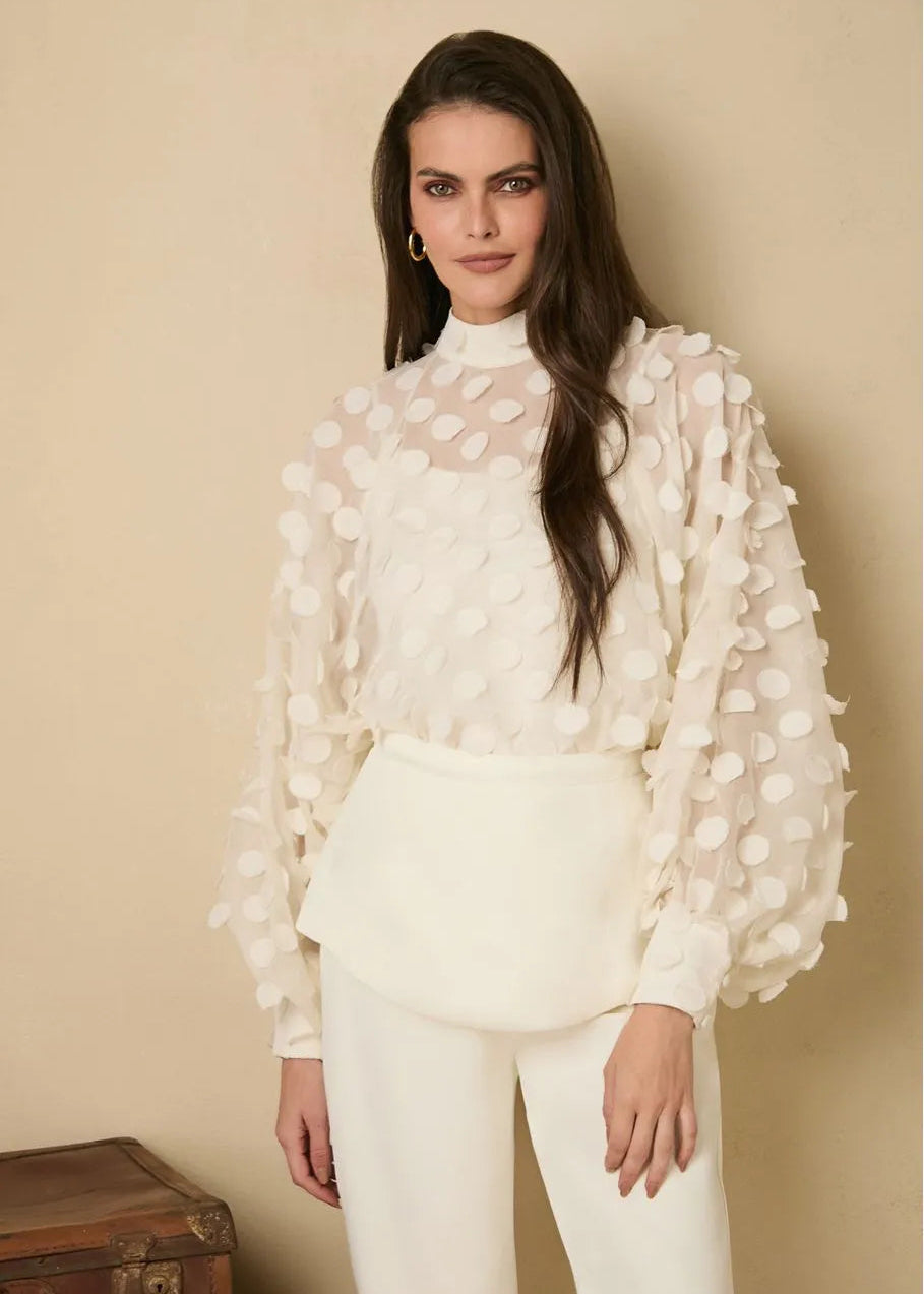 Off White blouse with long sleeves