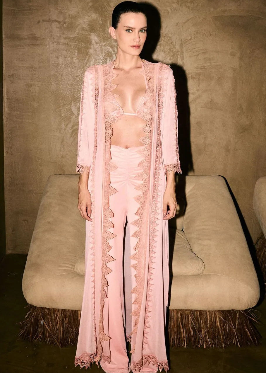 Pink straight fit haig waited trousers