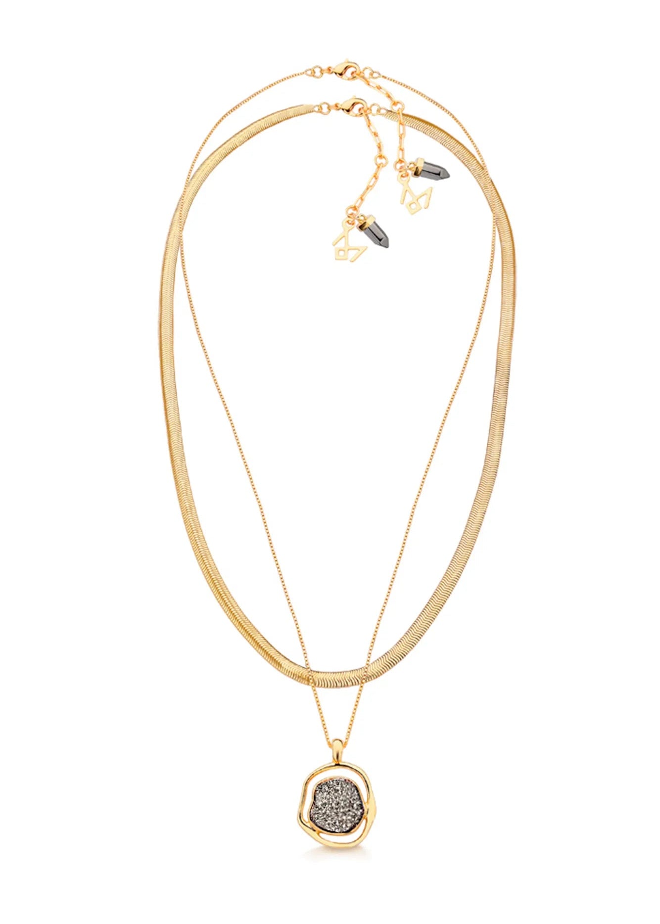 Platinum Drusy GoldenNecklace