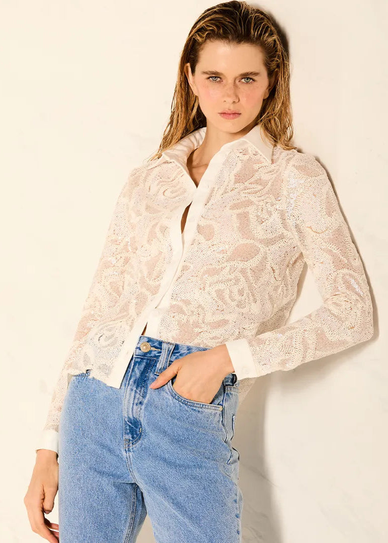 Tulle and Sequin Shirt
