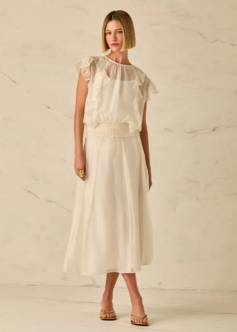 Short Sleeve Ruffle Blouse