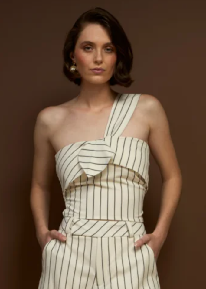 Pinstriped Tailored Crop Top