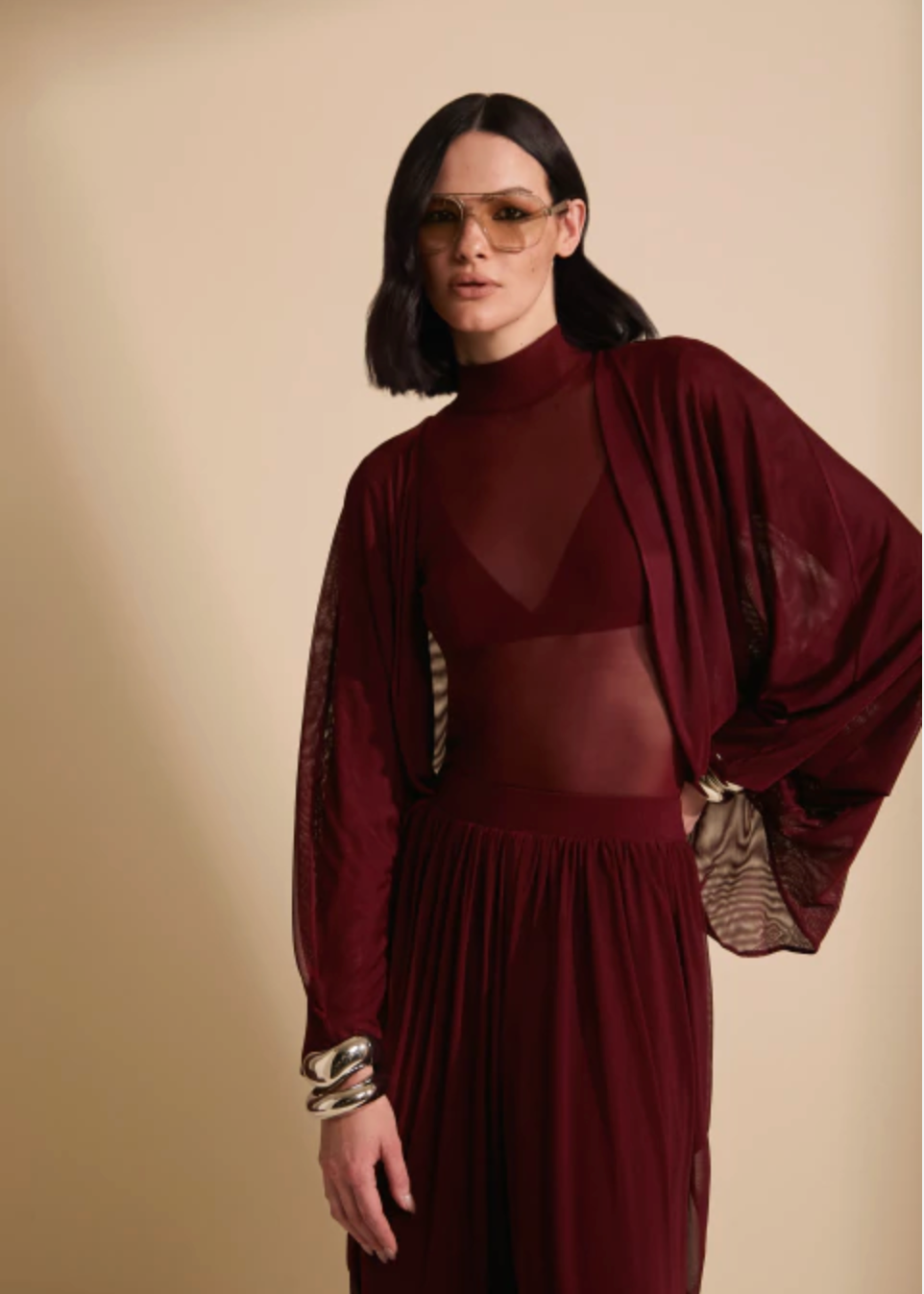 Burgundy Tulle Top