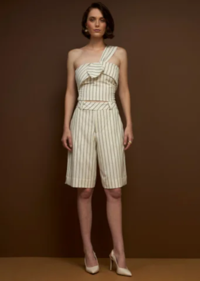 Pinstriped Tailored Crop Top