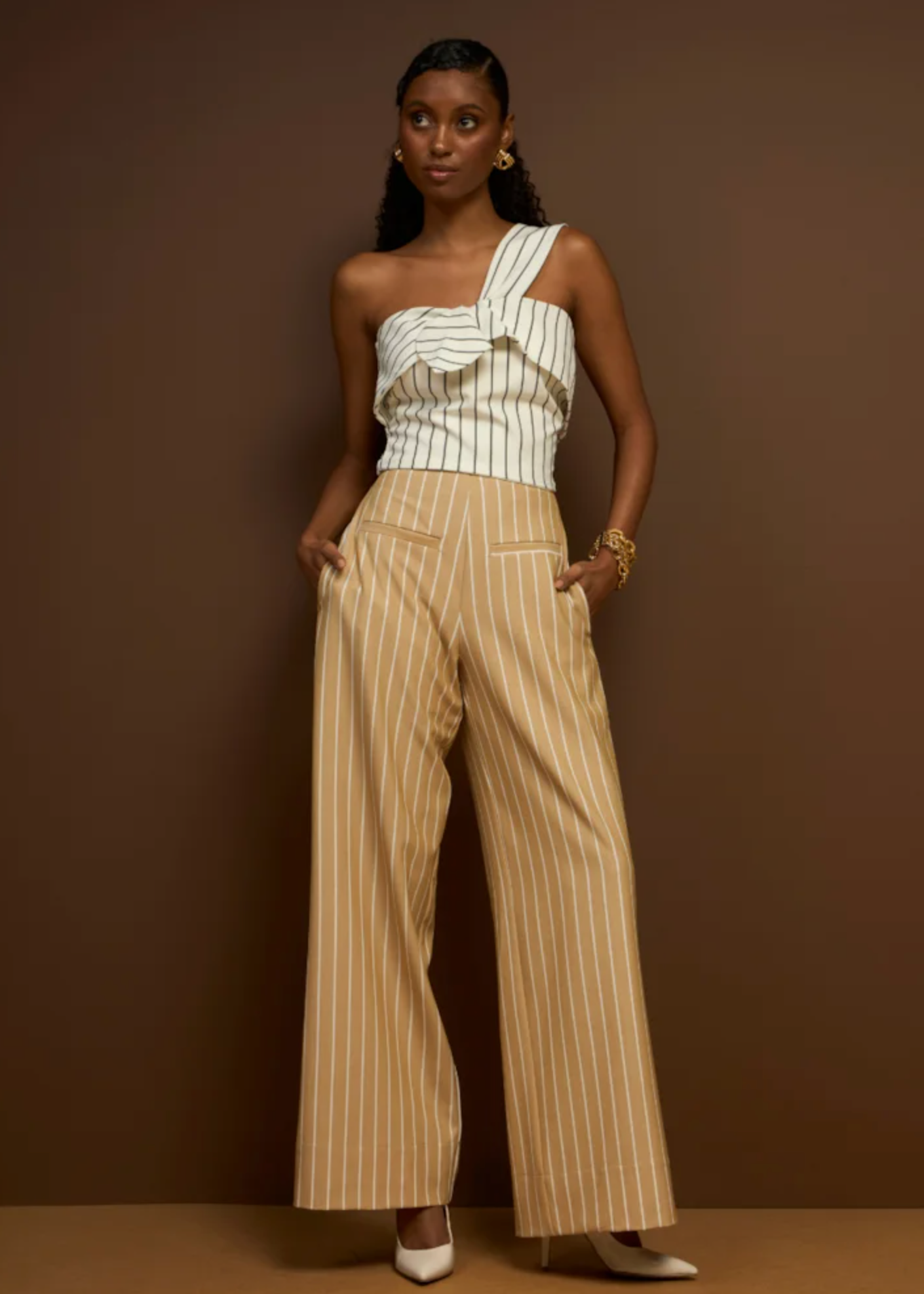 Pinstriped Tailored Crop Top