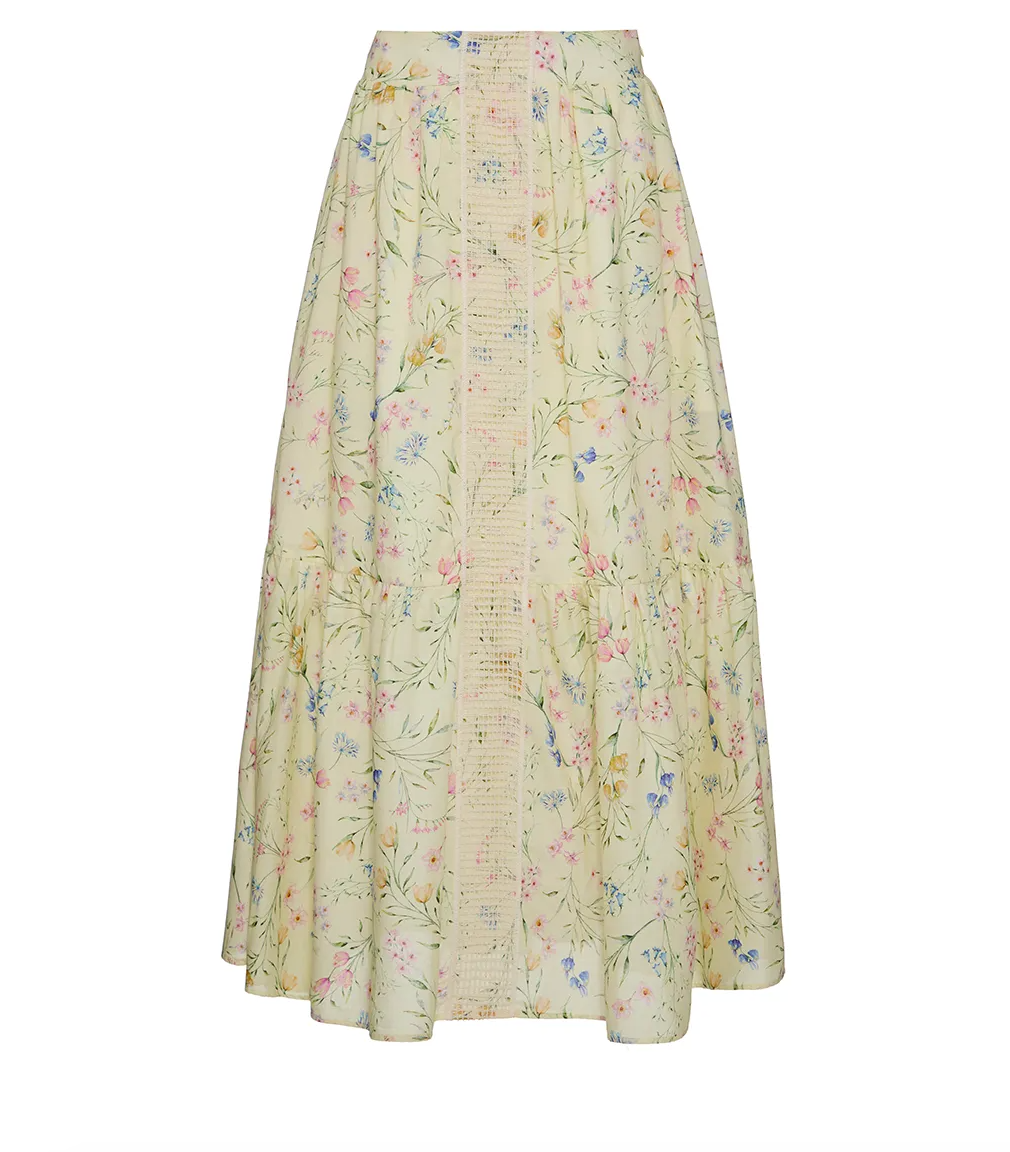 Floral patterned skirt on a white background