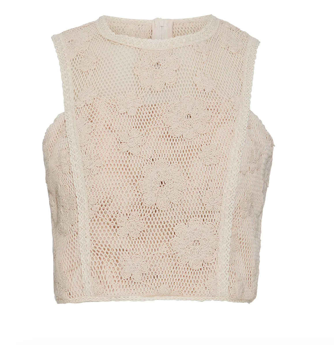 Beige knitted sleeveless top on a white background