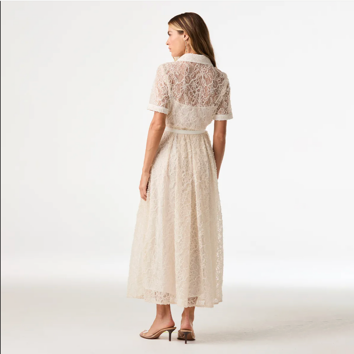 Off-white lace midi chemise