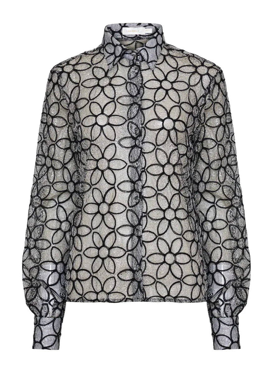 Sheer blouse with floral pattern