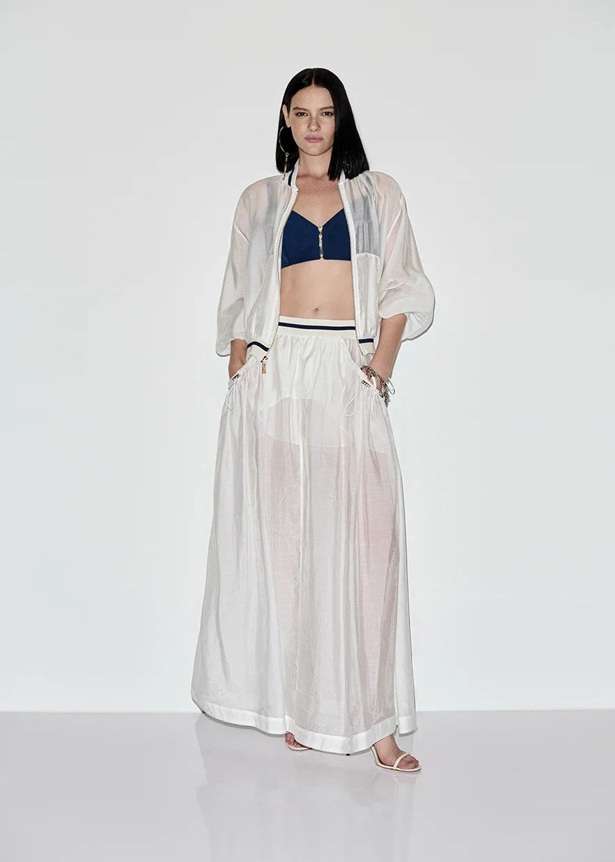 Sheer organza jacket side straps