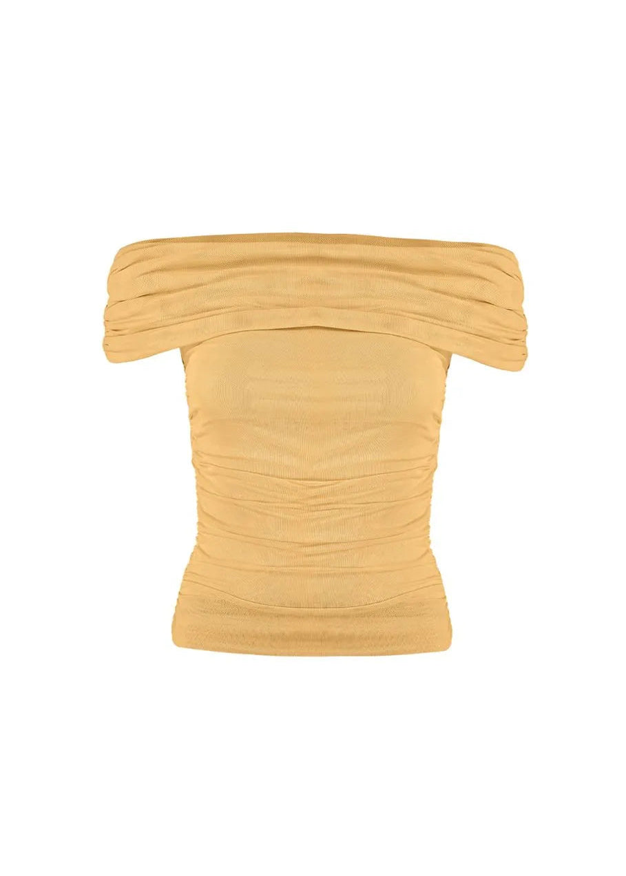 Shoulder Off Yellow Blouse