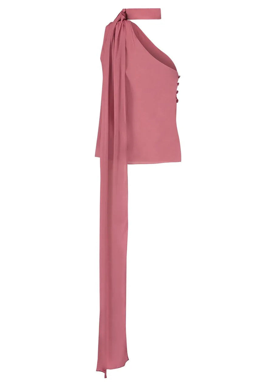 Tourmaline pink tie-neck top