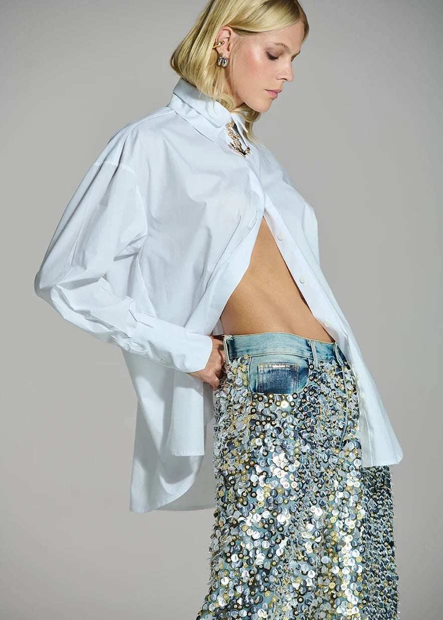Tricoline shirt denim detail