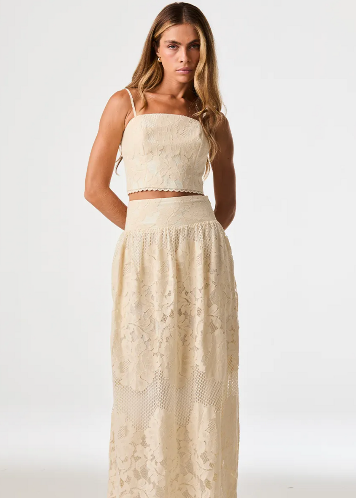 Vanilla lace crop top
