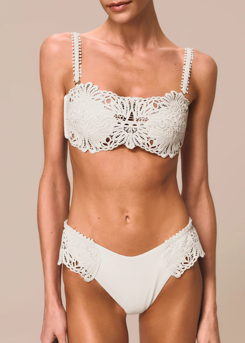 bandeau bikini top in guipir lace