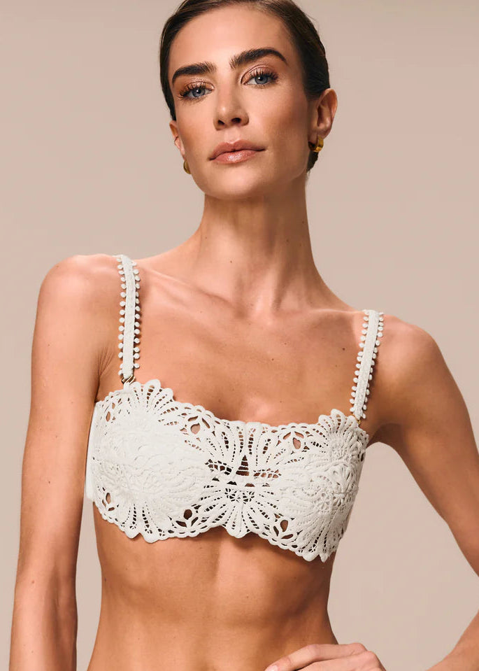 bandeau bikini top in guipir lace