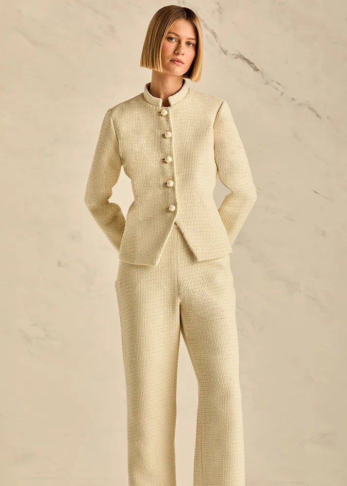 beige crochet blazer