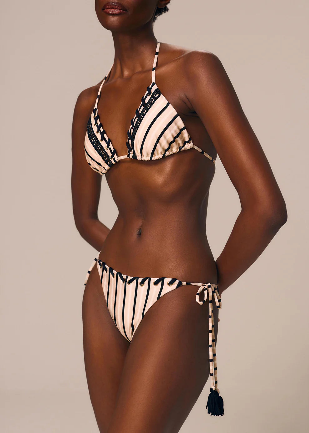 B&W Striped Bikini Top